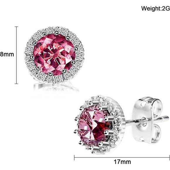 New Ruby/July  Birthstone Stud Earrings Set, Copper Plated Cubic Zirconi… - Picture 6 of 7